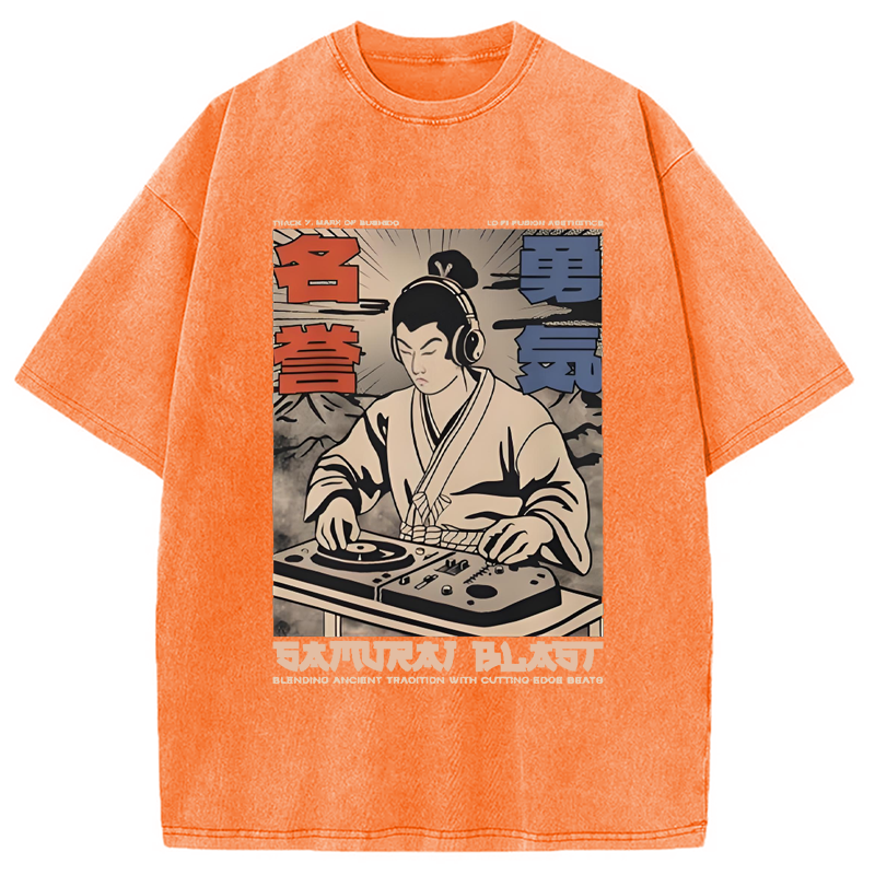 Modecanvas Samurai DJ Japanese Washed T-Shirt