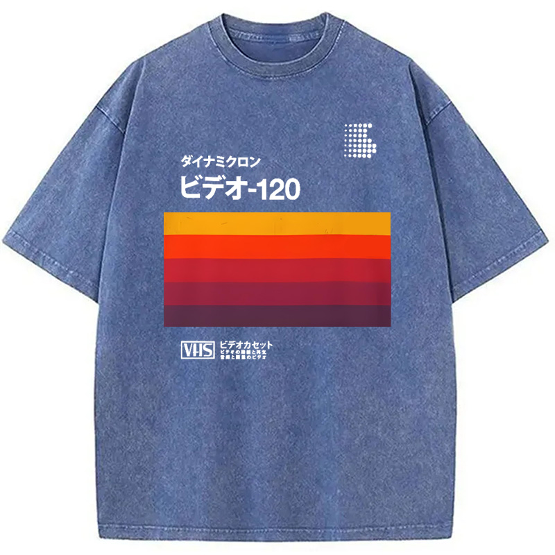 Modecanvas Retro Japanese VHS Cassette Washed T-Shirt