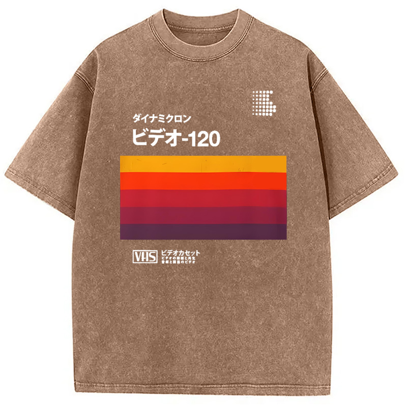 Modecanvas Retro Japanese VHS Cassette Washed T-Shirt