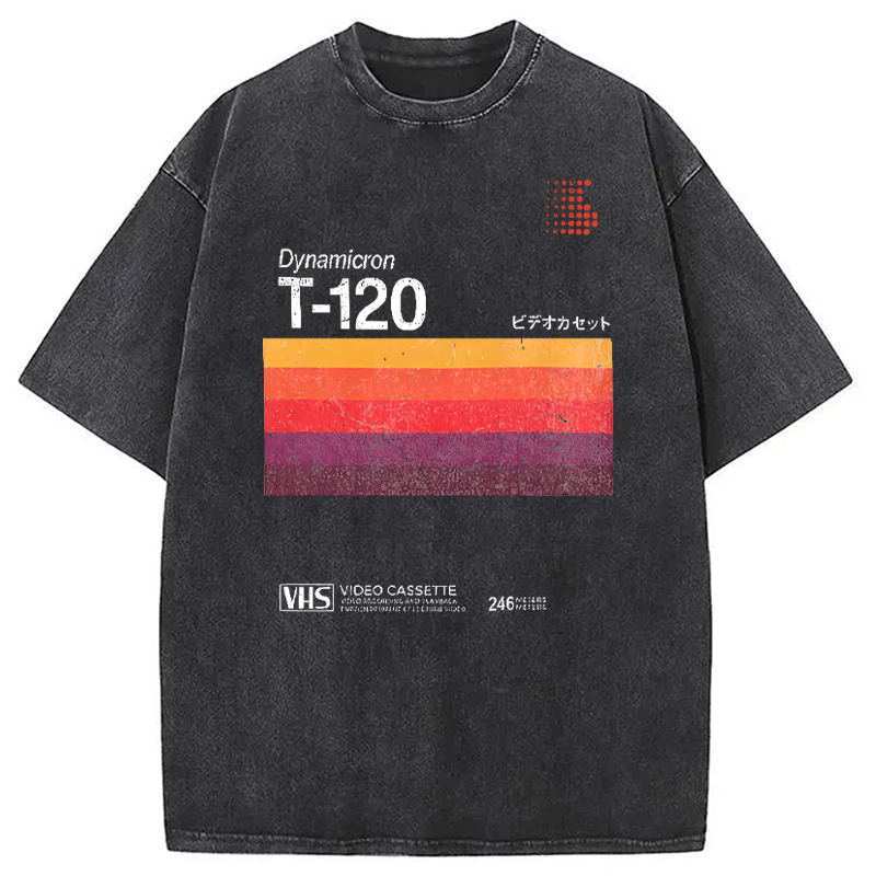 Modecanvas VHS T-120 Vintage Video Tape Washed T-Shirt