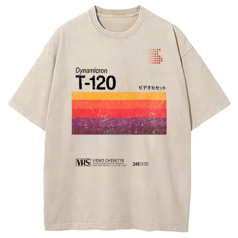 Modecanvas VHS T-120 Vintage Video Tape Washed T-Shirt