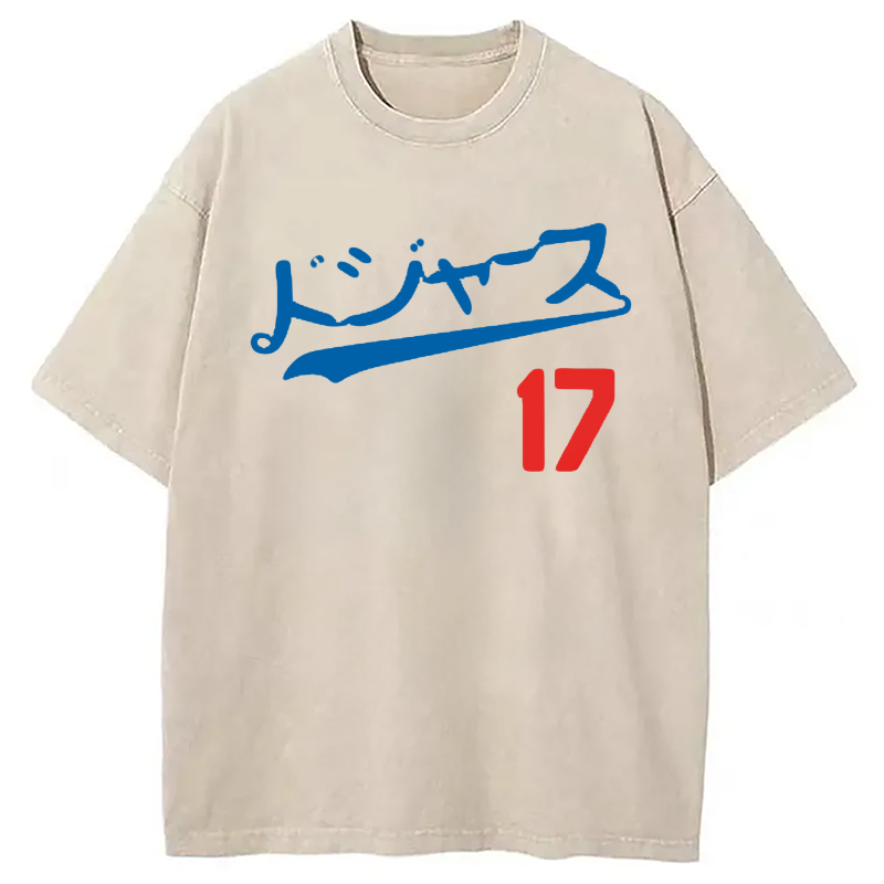 Modecanvas Los Angeles Japanese Baseball Fan Washed T-Shirt