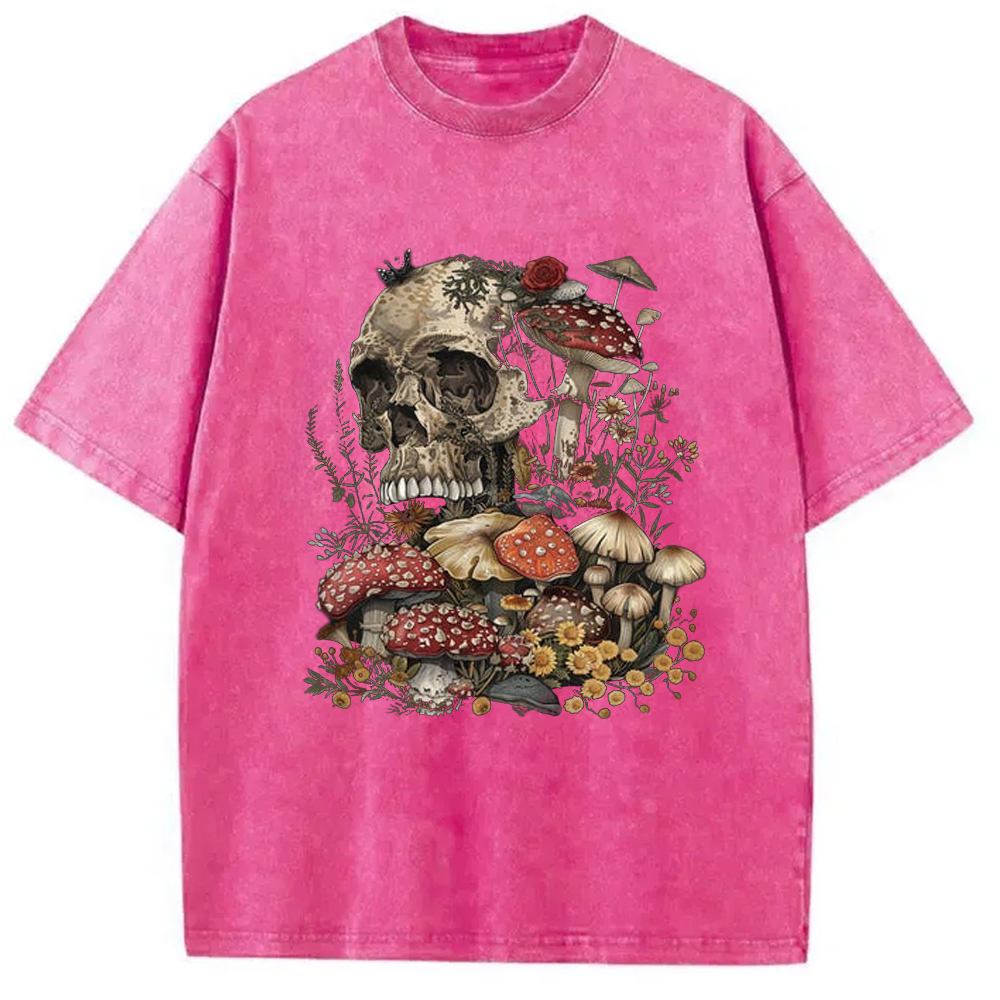 Modecanvas Skull Mushroom Goblincore Washed T-Shirt