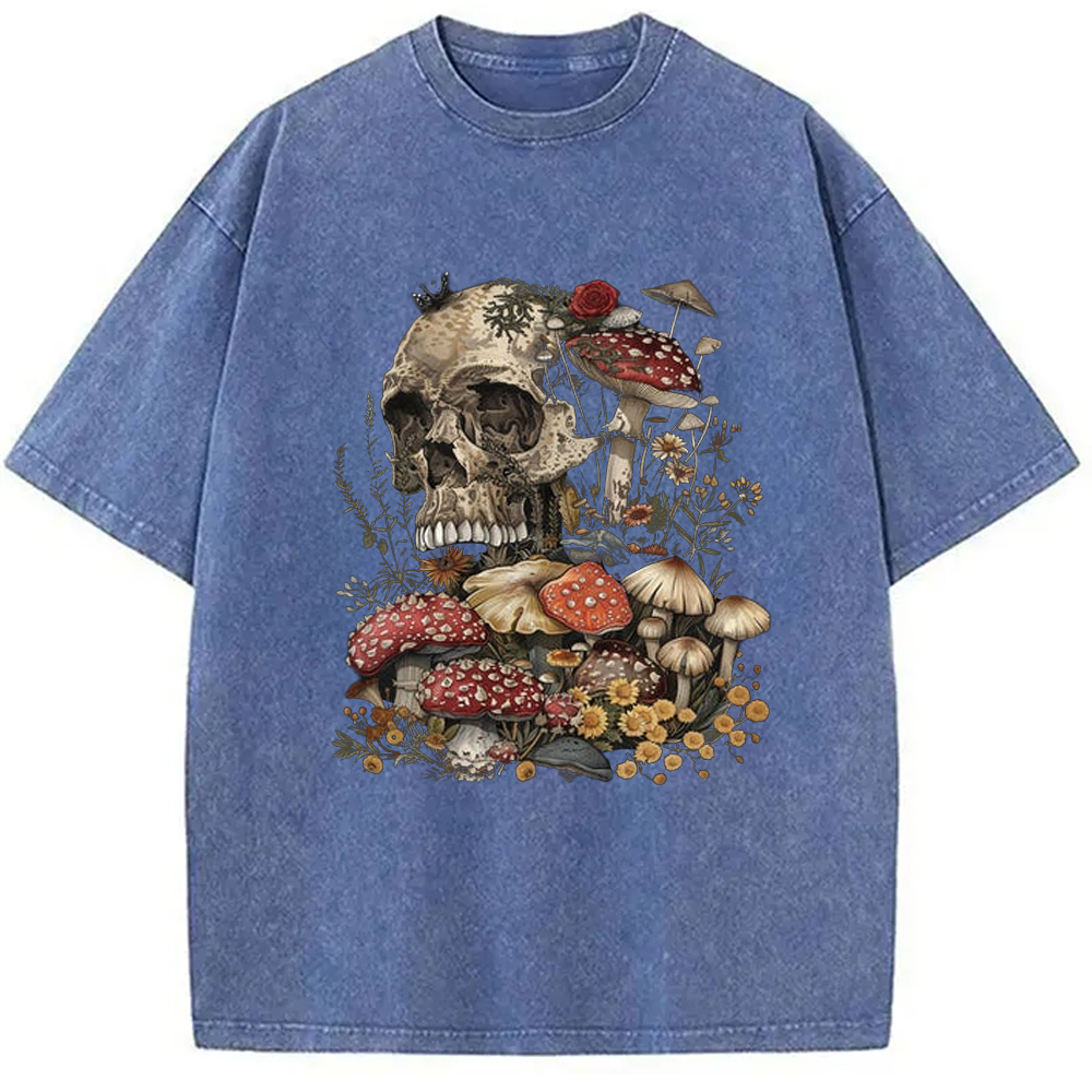Modecanvas Skull Mushroom Goblincore Washed T-Shirt