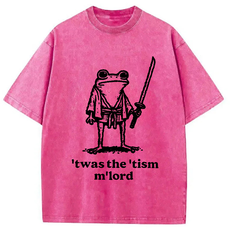 Modecanvas Focused Samurai Frog Washed T-Shirt-modecanvas
