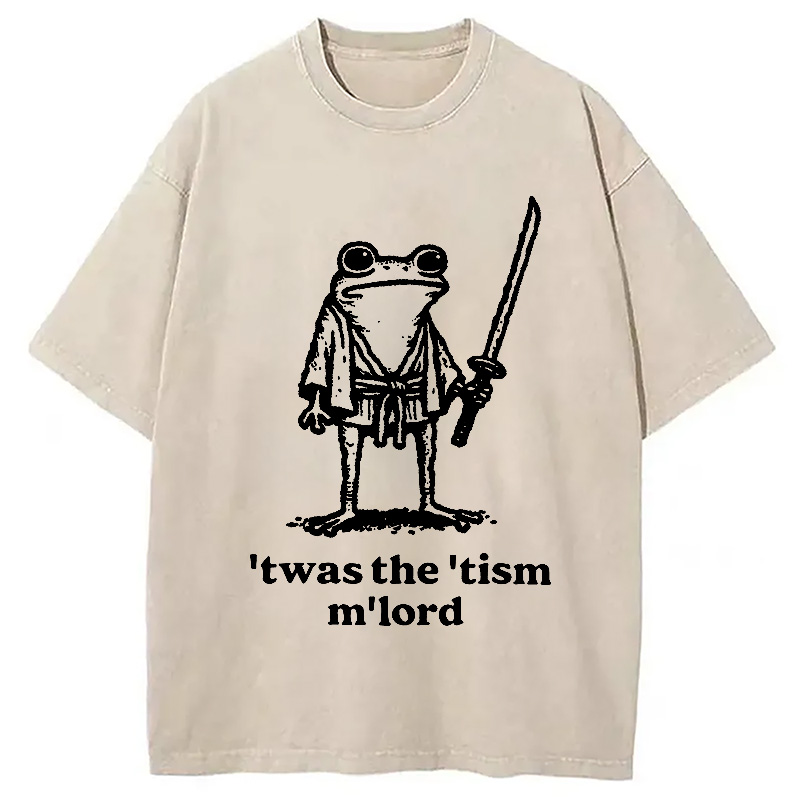 Modecanvas Focused Samurai Frog Washed T-Shirt-modecanvas