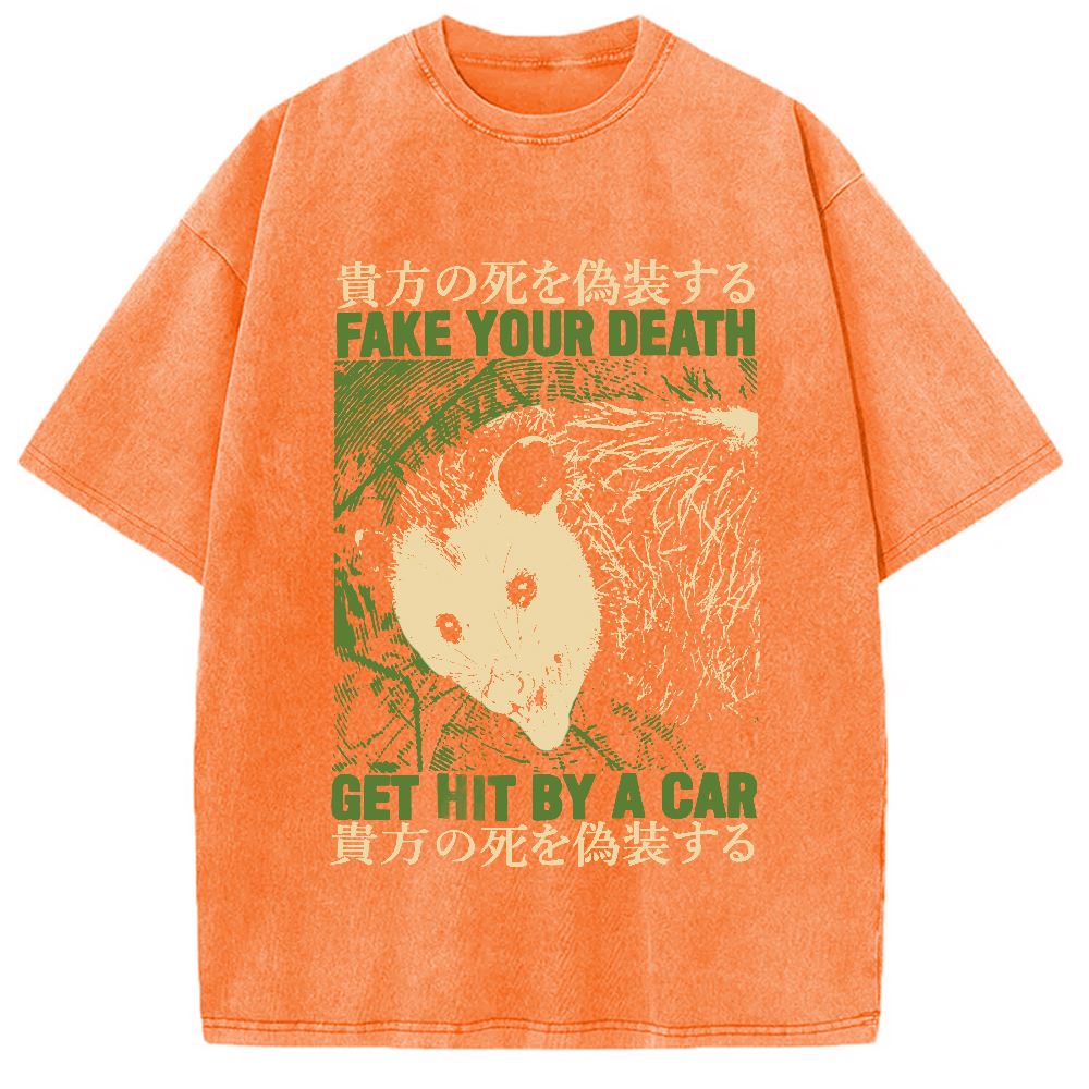 Modecanvas Fake Your Death Opossum Washed T-Shirt