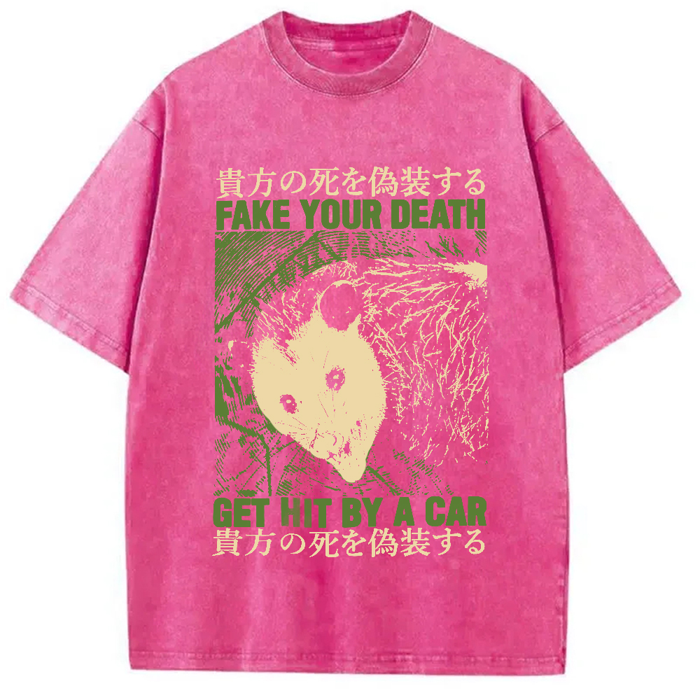 Modecanvas Fake Your Death Opossum Washed T-Shirt