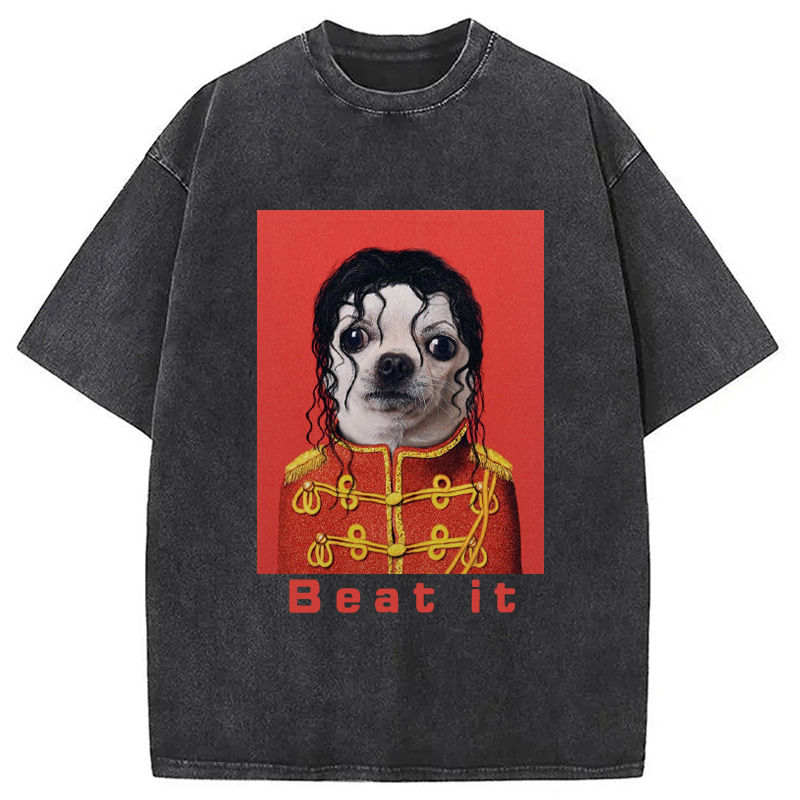 Modecanvas Beat It Dog Meme Washed T-Shirt