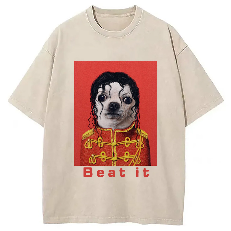 Modecanvas Beat It Dog Meme Washed T-Shirt