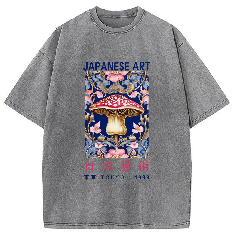 Modecanvas Blue Mushroom Vintage Washed T-Shirt