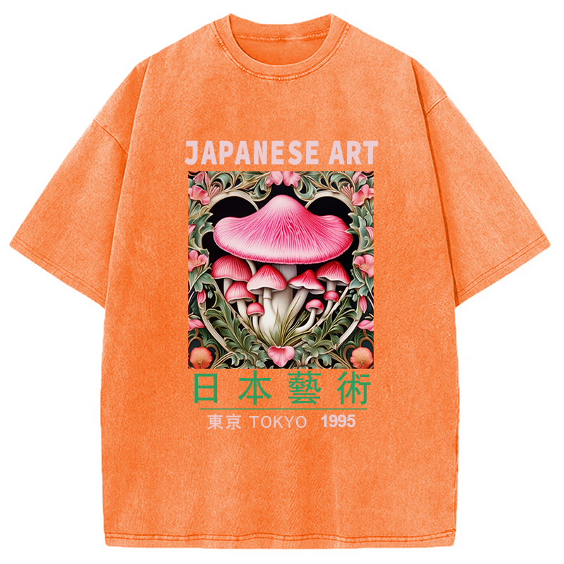 Modecanvas Pink Fantasy Mushrooms Art Washed T-Shirt