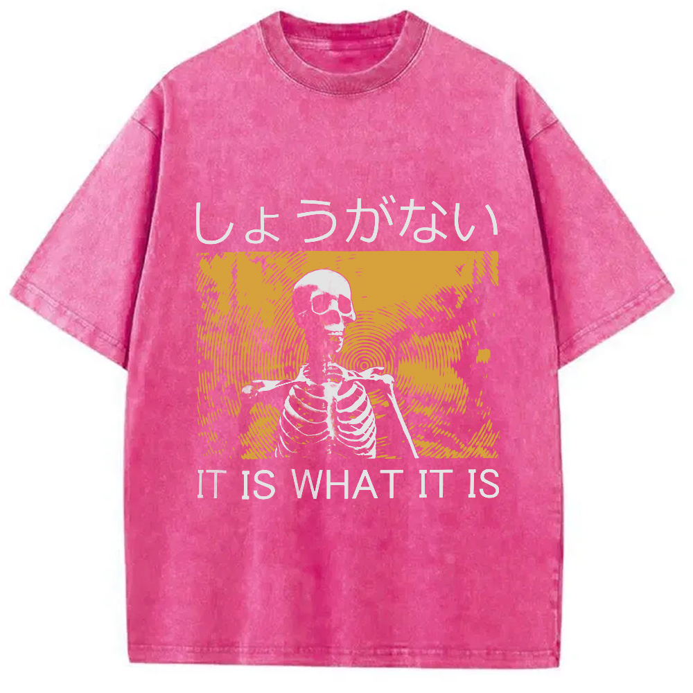 Modecanvas It is what it is Skeleton Washed T-Shirt