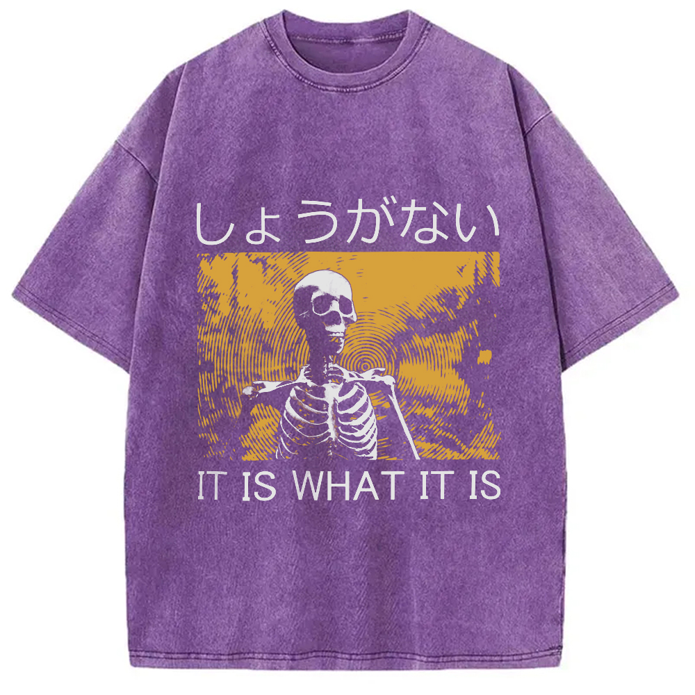 Modecanvas It is what it is Skeleton Washed T-Shirt
