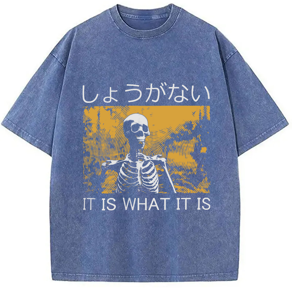 Modecanvas It is what it is Skeleton Washed T-Shirt