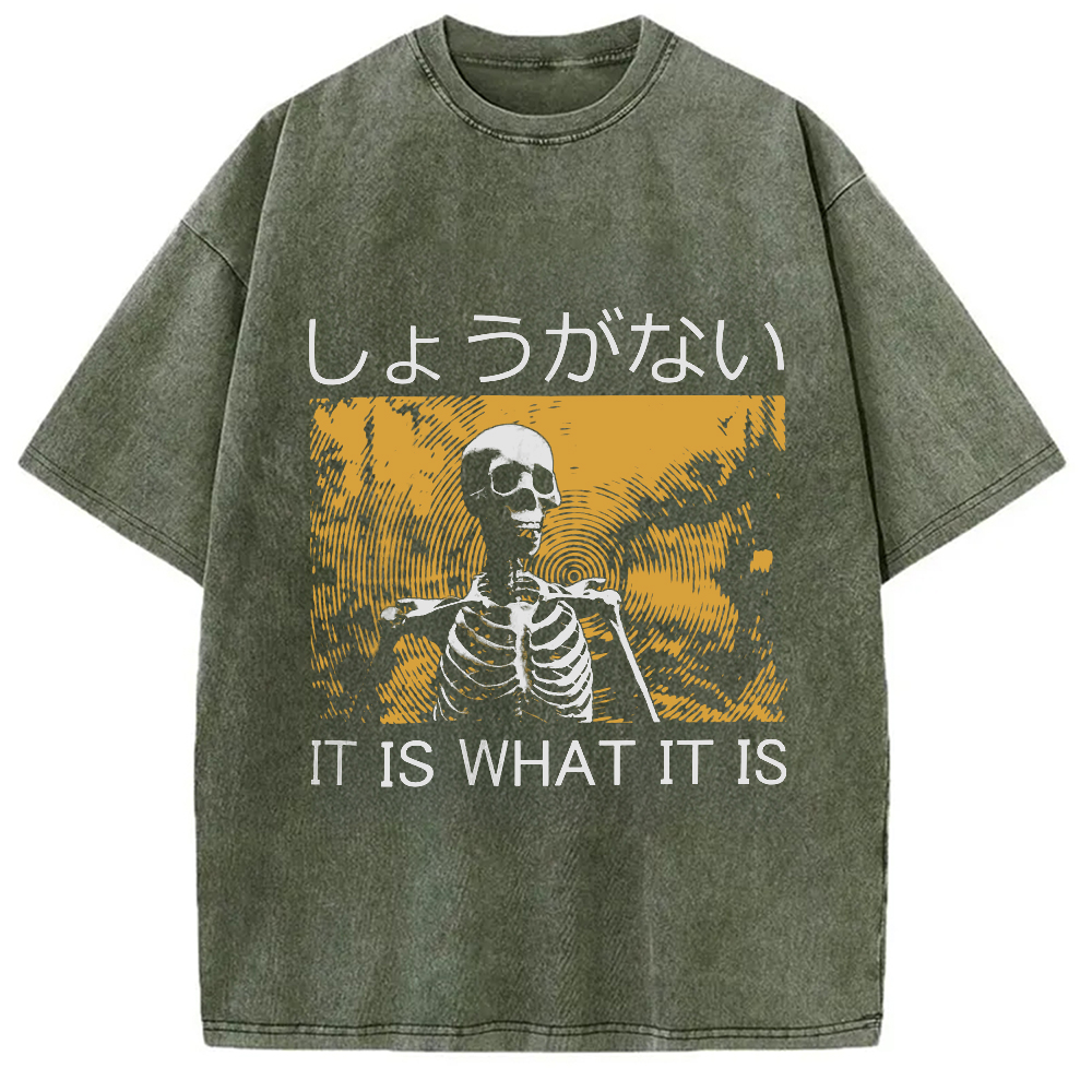 Modecanvas It is what it is Skeleton Washed T-Shirt