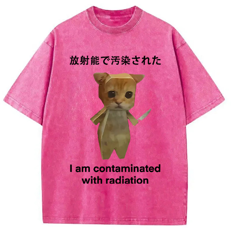 Modecanvas Kitten Contaminated By Radiation Washed T-Shirt-modecanvas