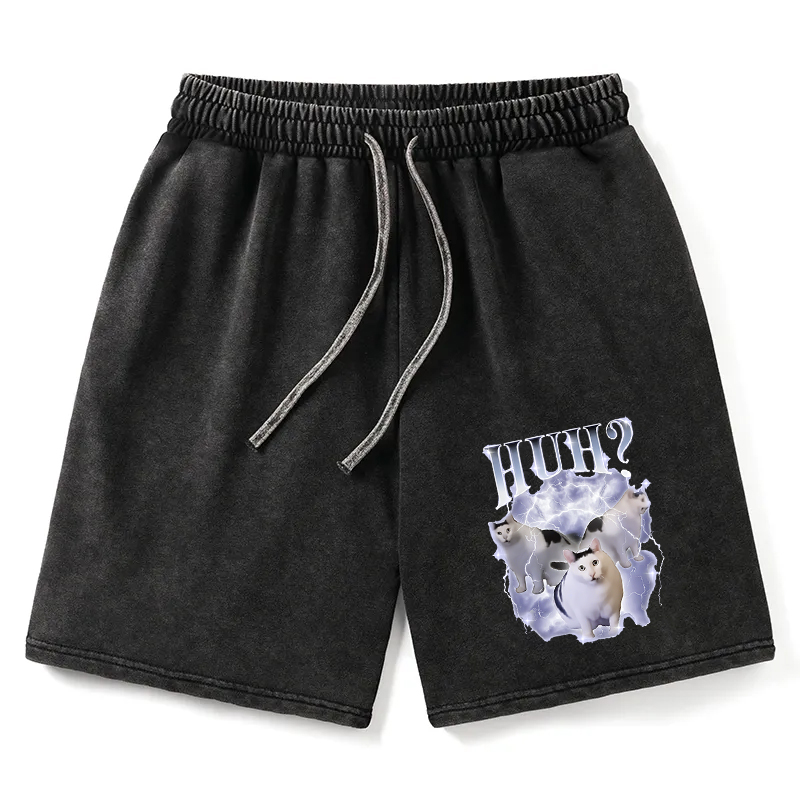 Modecanvas Huh Cat Chonky Ben Meme Washed Shorts For Sale