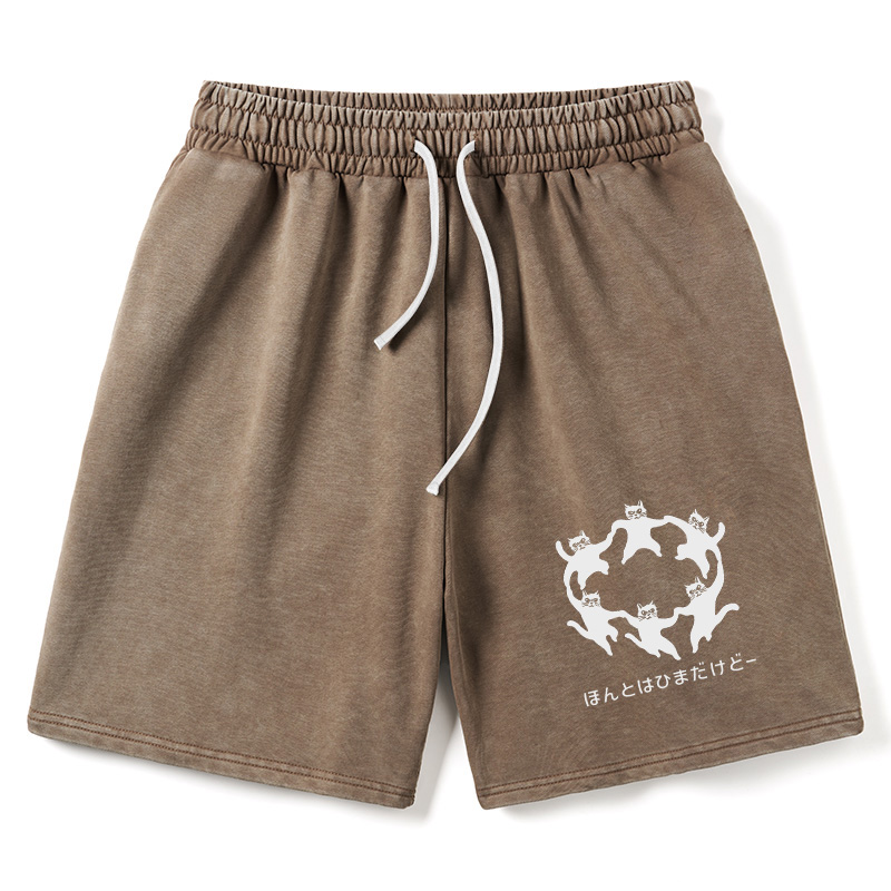 Modecanvas Leisure Cats Japanese Washed Shorts