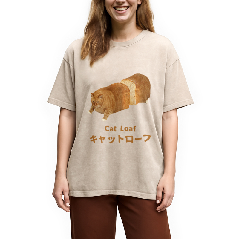 Modecanvas Cat Loaf Washed T-Shirt