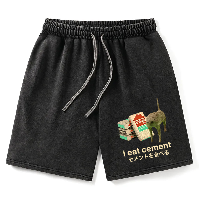 Modecanvas I Eat Cement Washed Shorts For Sale