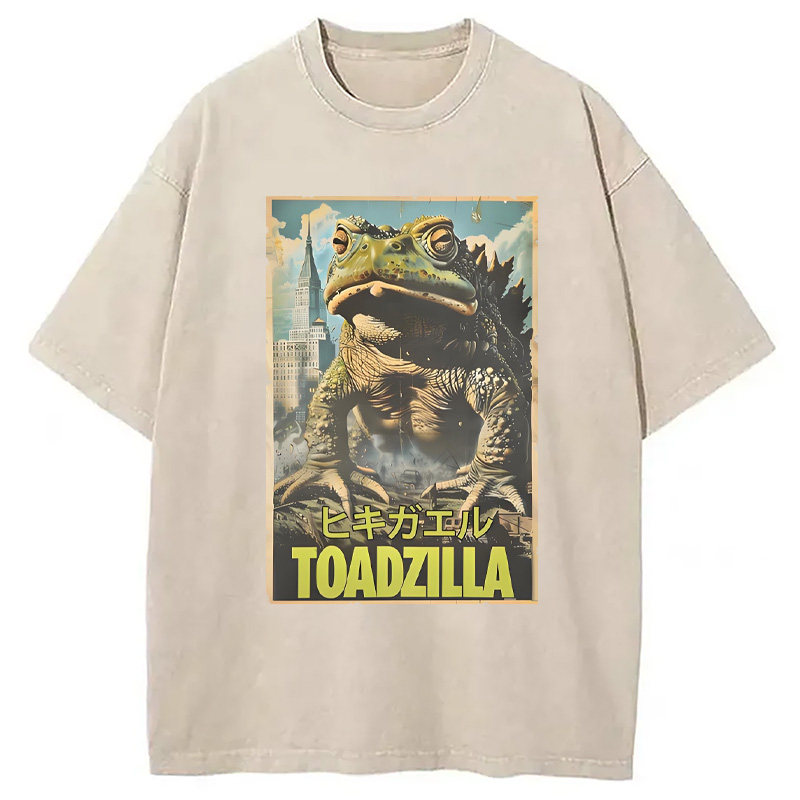 Modecanvas Vintage Funny Frog Washed T-Shirt