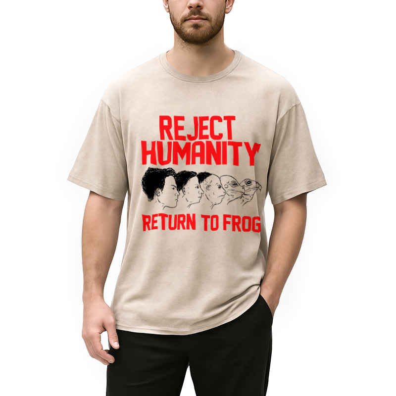 Modecanvas Funny Reject Humanity Return To Frog Japanese Washed T-Shirt