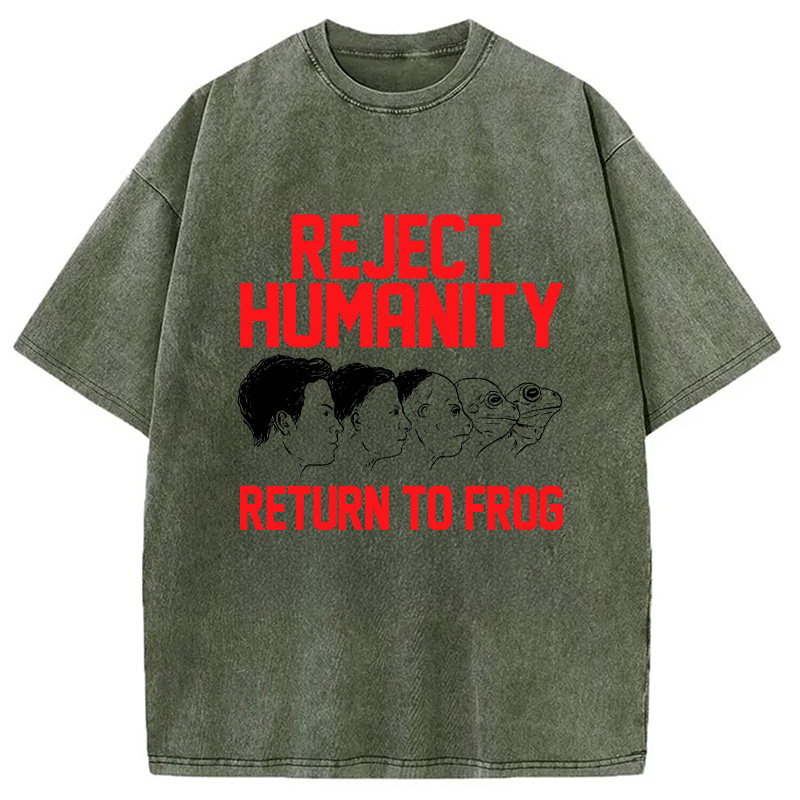 Modecanvas Funny Reject Humanity Return To Frog Japanese Washed T-Shirt