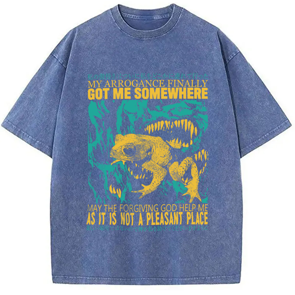 Modecanvas My Arrogance Vintage Japanese Frog Washed T-Shirt