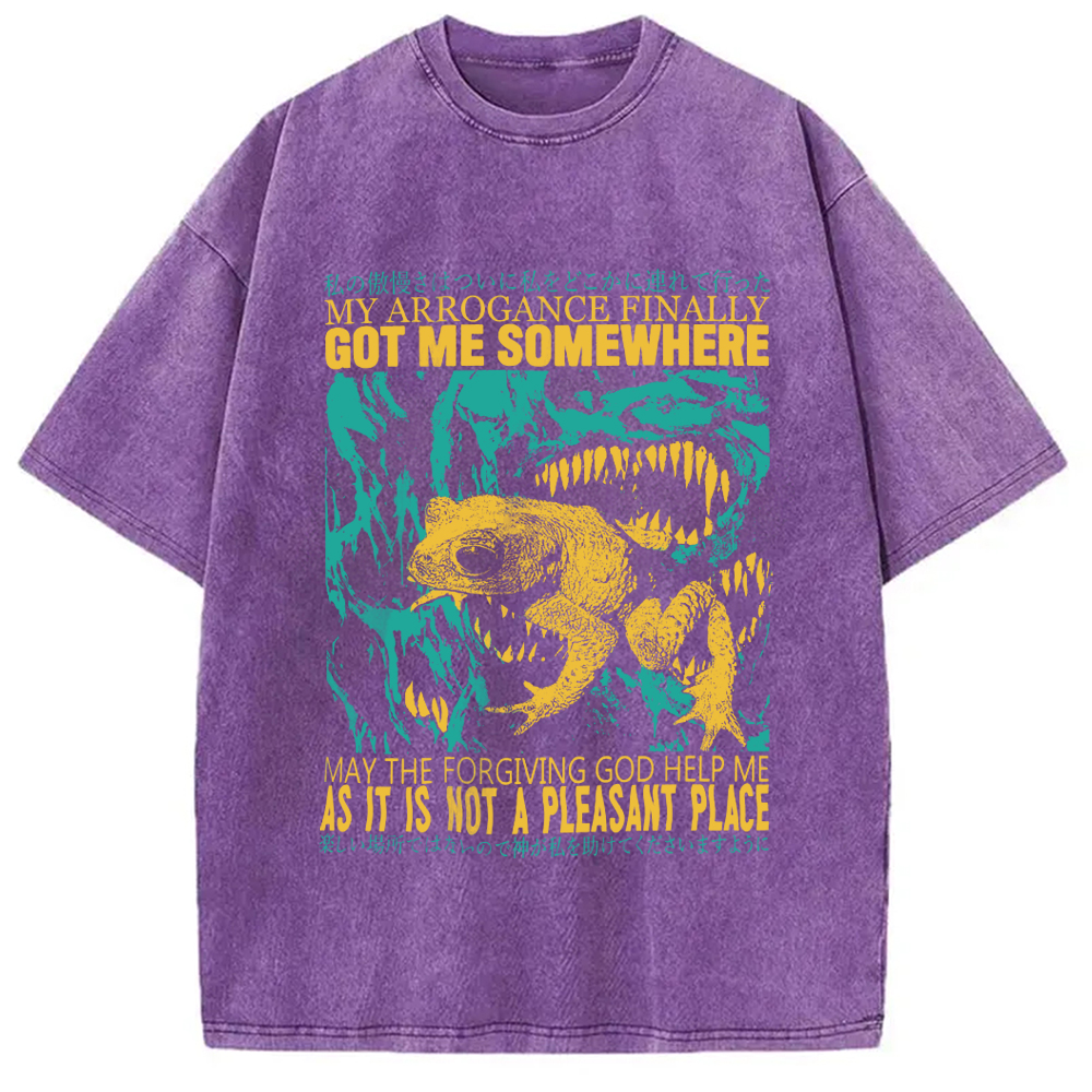 Modecanvas My Arrogance Vintage Japanese Frog Washed T-Shirt