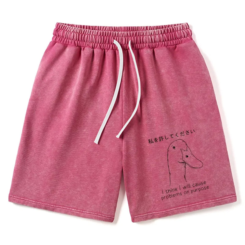 Modecanvas Stupid Goose Funny Washed Shorts