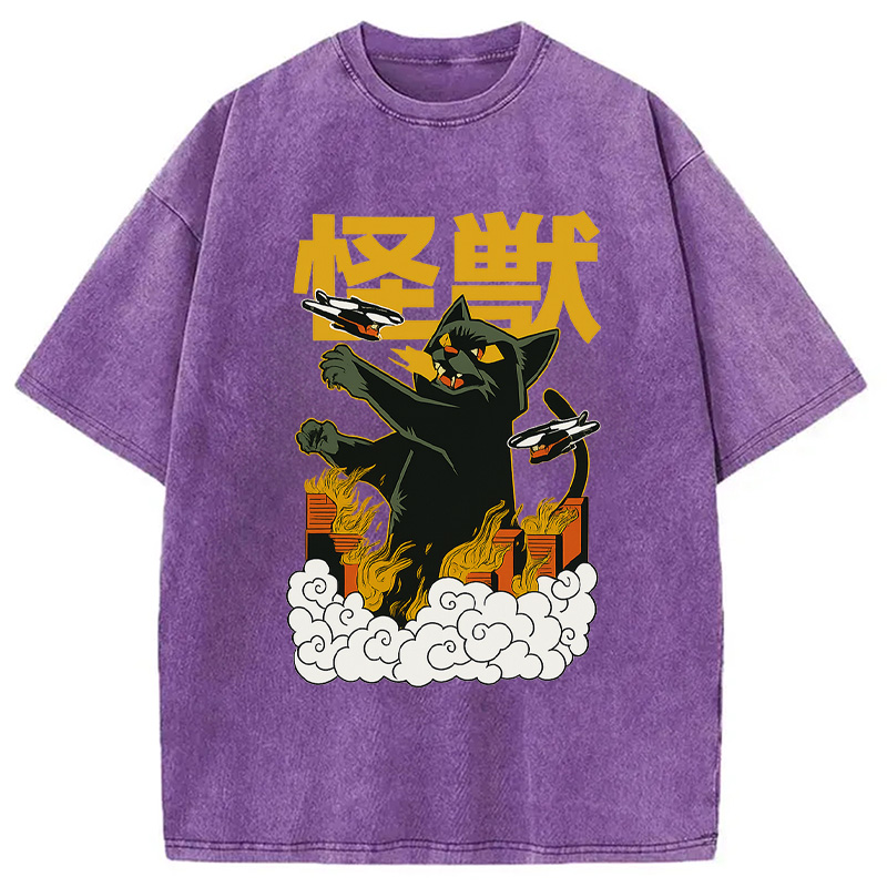 Modecanvas Cat Destroyer Japanese Washed T-Shirt
