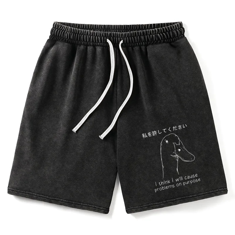 Modecanvas Stupid Goose Funny Washed Shorts