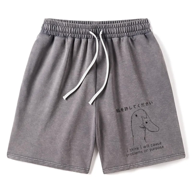 Modecanvas Stupid Goose Funny Washed Shorts