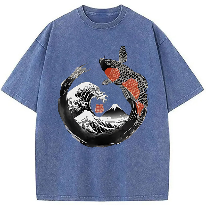 Modecanvas Retro Koi Enso Washed T-Shirt