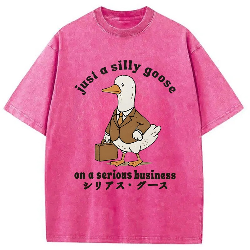 Modecanvas Silly Goose On A Serious Business Washed T-Shirt