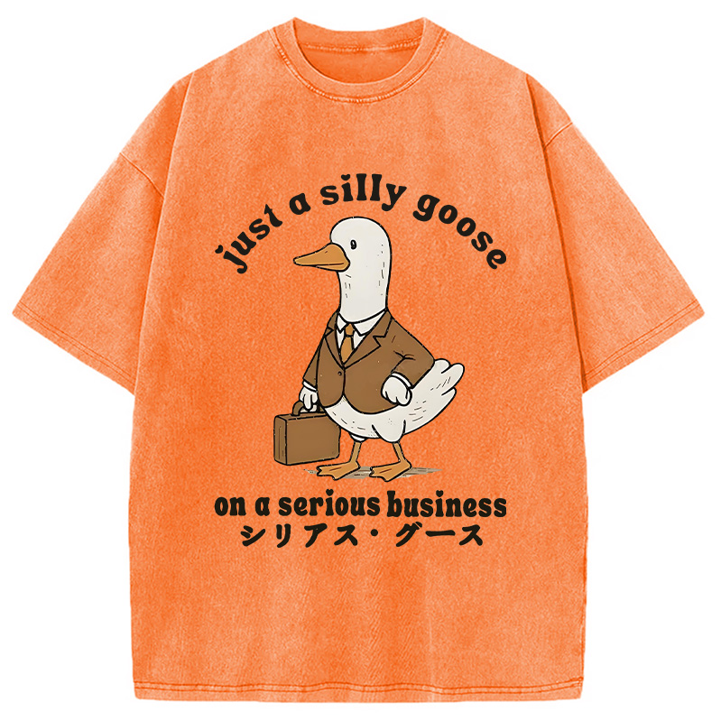Modecanvas Silly Goose On A Serious Business Washed T-Shirt