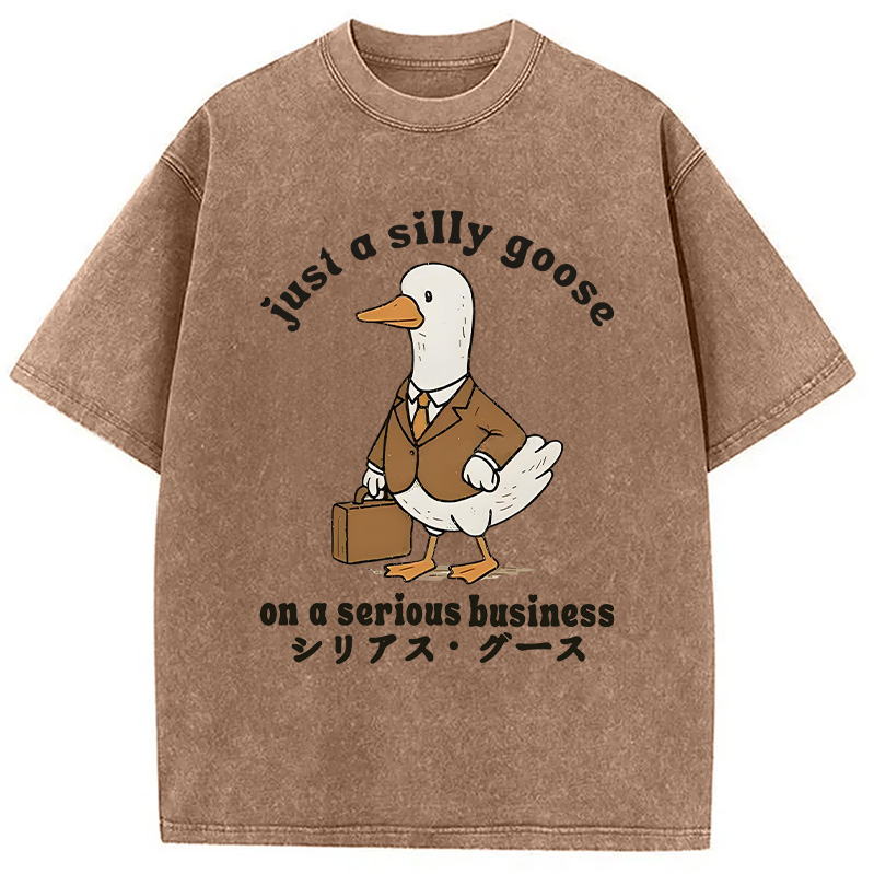 Modecanvas Silly Goose On A Serious Business Washed T-Shirt