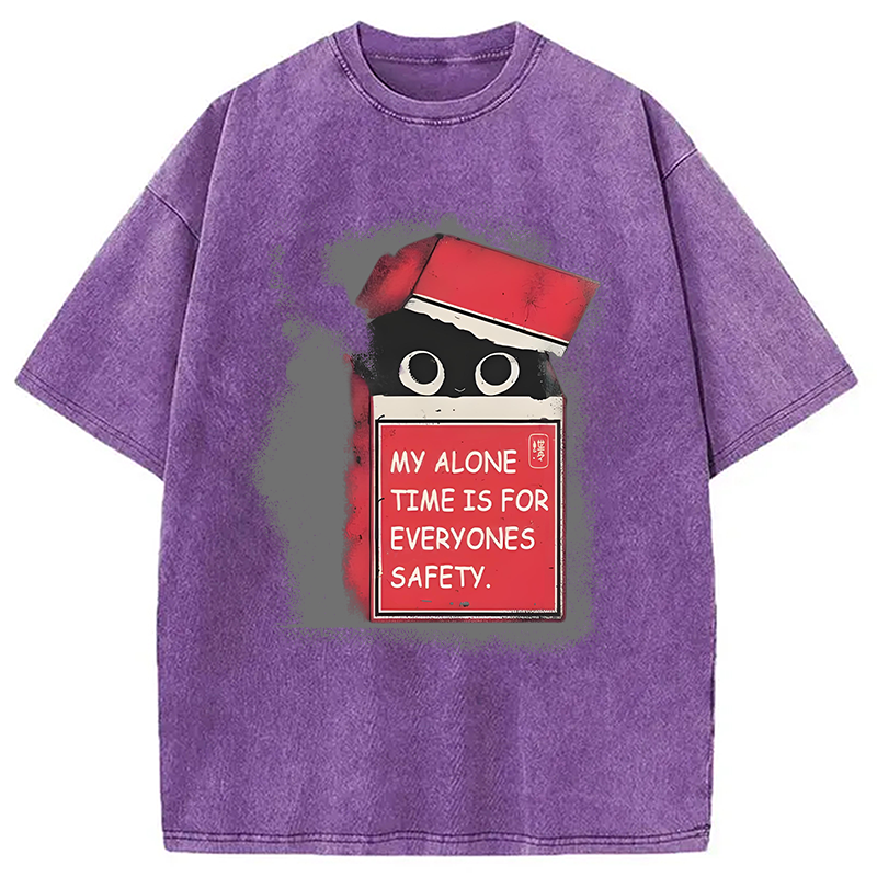 Modecanvas Funny Cat In A Cigarette Box Washed T-Shirt