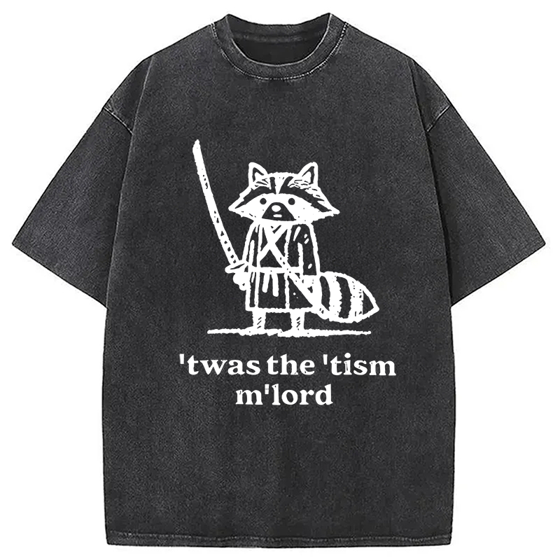 Modecanvas Focused Samurai Raccoon Washed T-Shirt