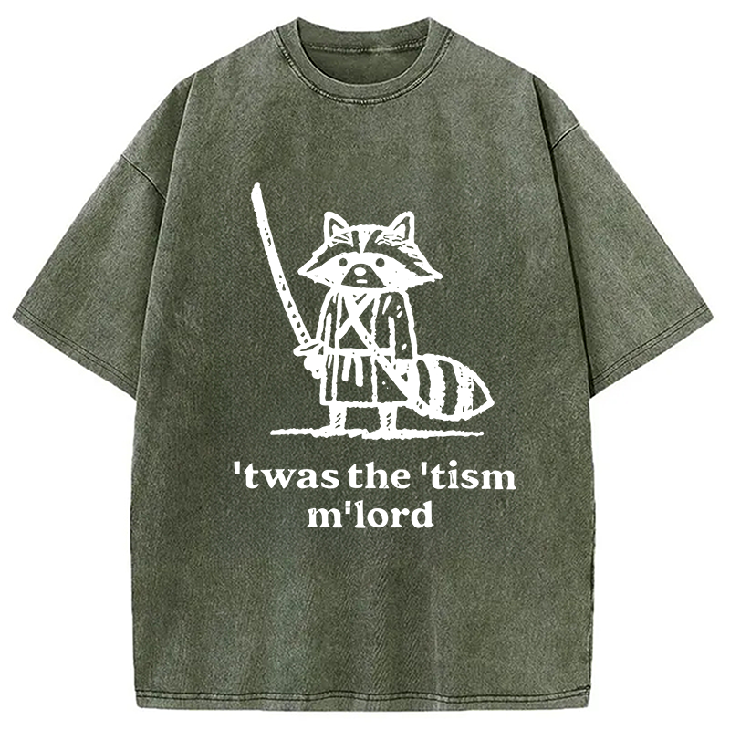 Modecanvas Focused Samurai Raccoon Washed T-Shirt