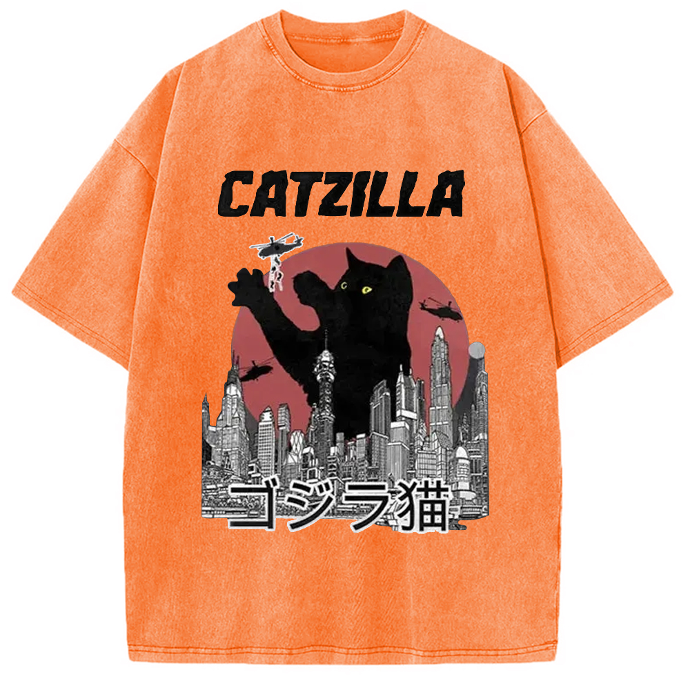 Modecanvas Catzilla Vintage Washed T-Shirt