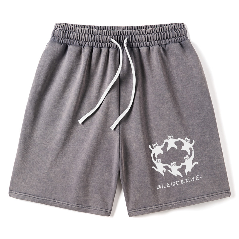 Modecanvas Leisure Cats Japanese Washed Shorts