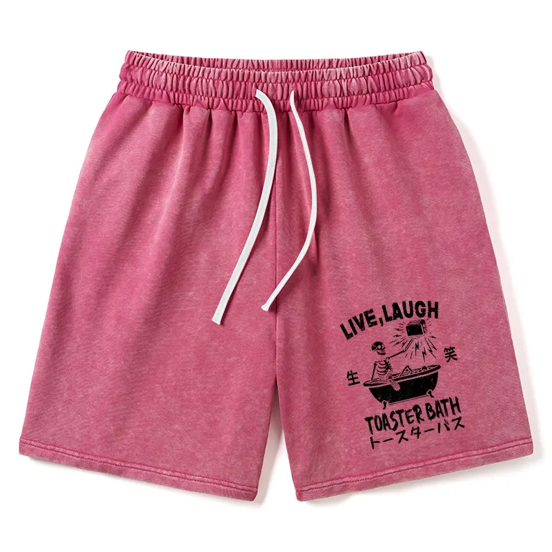 Modecanvas Funny Electric Shock Skeleton Washed Shorts
