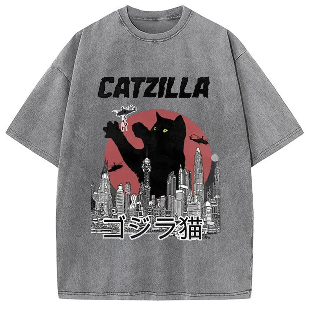 Modecanvas Catzilla Vintage Washed T-Shirt