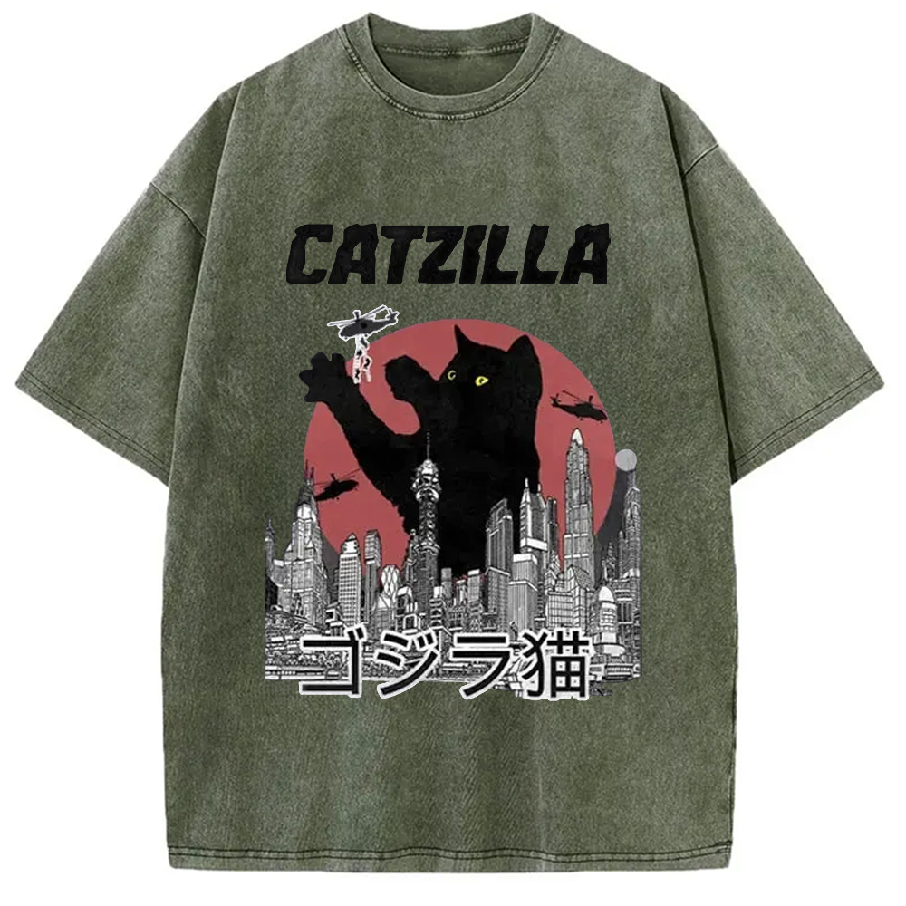 Modecanvas Catzilla Vintage Washed T-Shirt