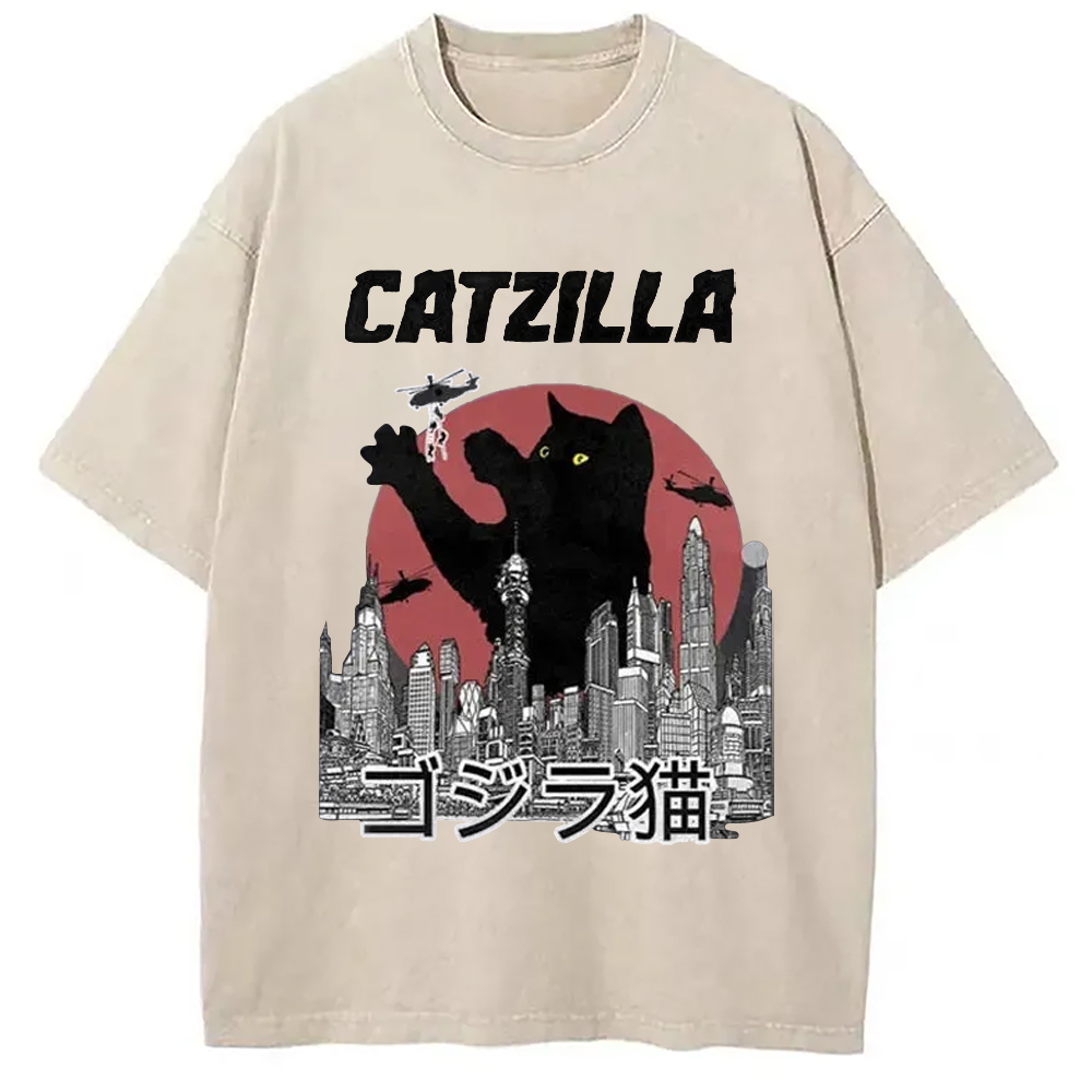 Modecanvas Catzilla Vintage Washed T-Shirt