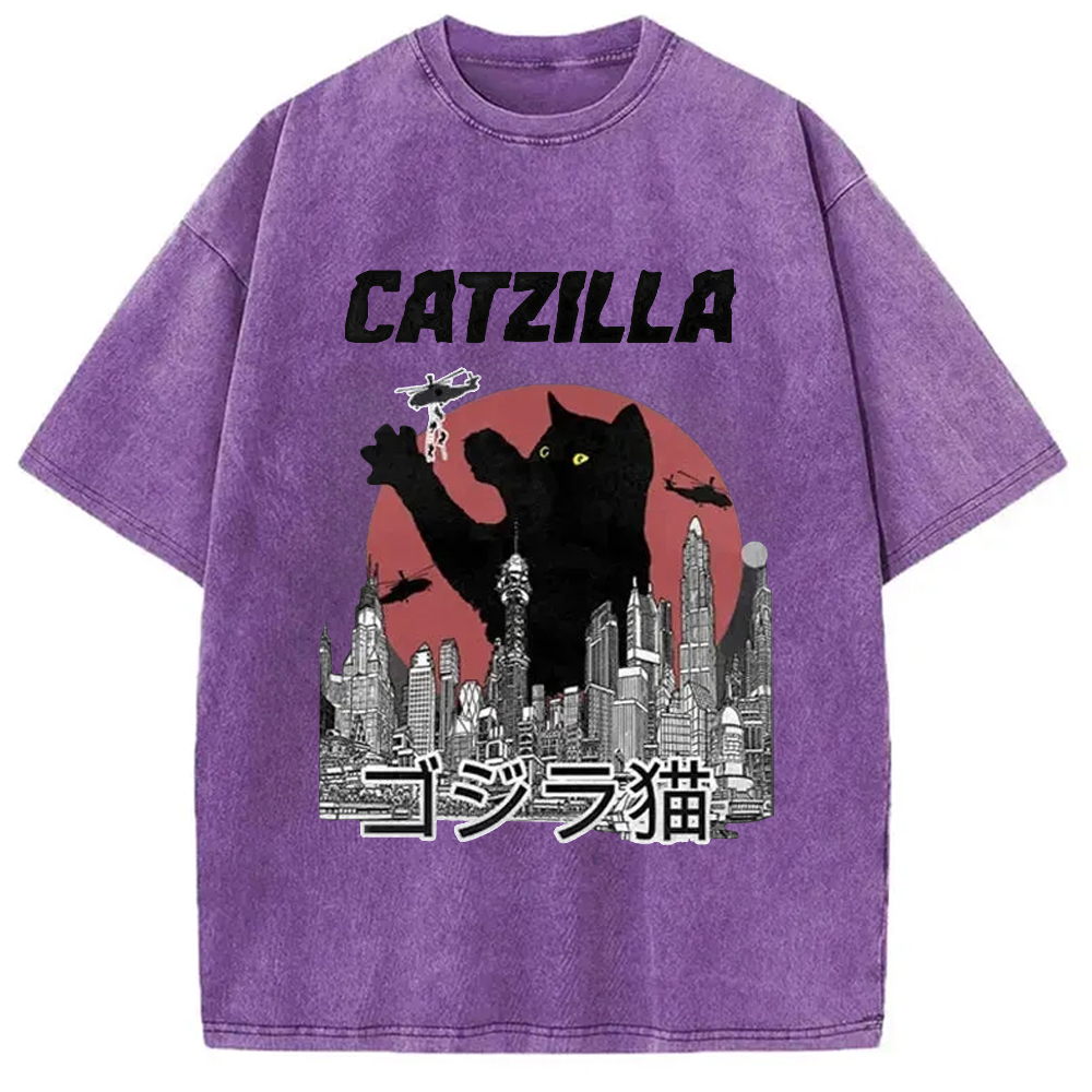 Modecanvas Catzilla Vintage Washed T-Shirt