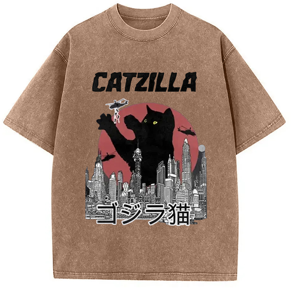 Modecanvas Catzilla Vintage Washed T-Shirt