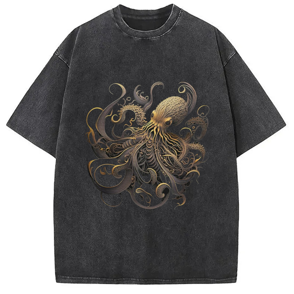 Modecanvas Golden Octopus Vintage Japanese Washed T-Shirt